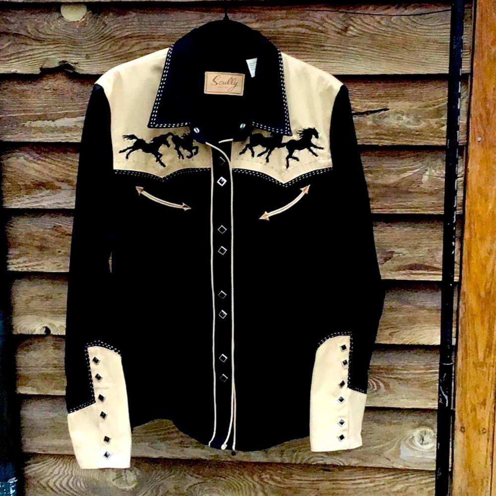 Scully Vintage Horse Western Shirt With Snaps